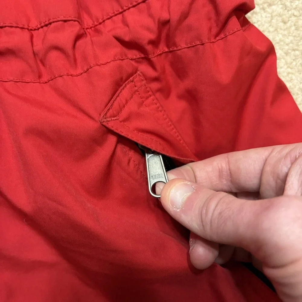 Vtg 90s The North Face Jacket Medium Red Black Hooded Ski Snow Parka Nylon Shell